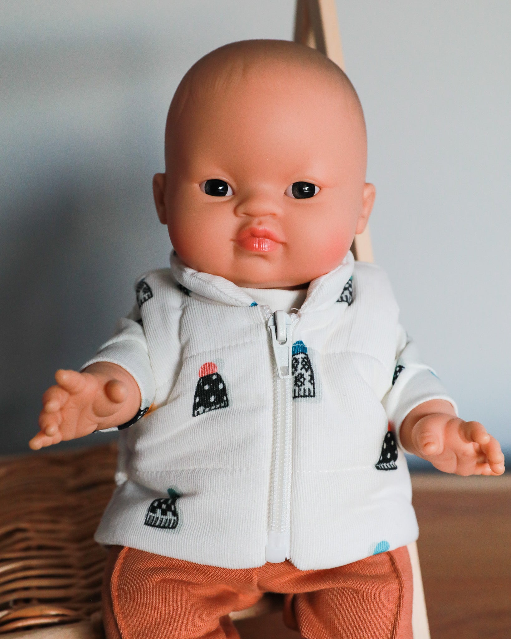 Minikane Doll Clothes | Doll Puffer Vest - Snow Hats
