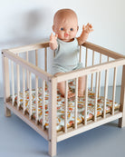 Minikane Doll Furniture | Wooden Baby Doll Playpen - Flower Print