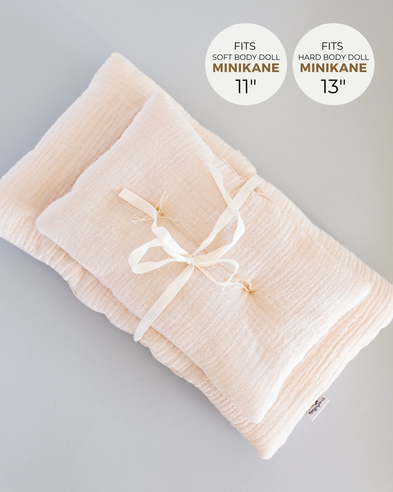 Minikane Doll Clothes | Baby Doll Muslin Bedding Set (Cream)