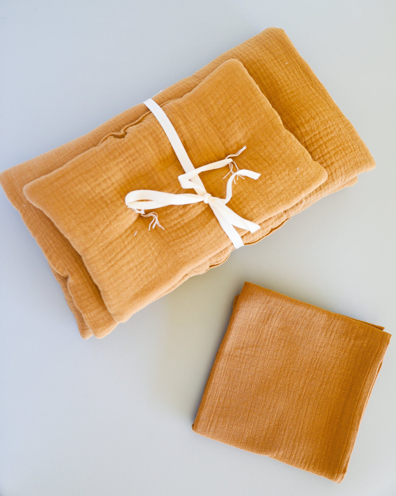 Minikane Doll Clothes | Baby Doll Muslin Bedding Set (Toffee)