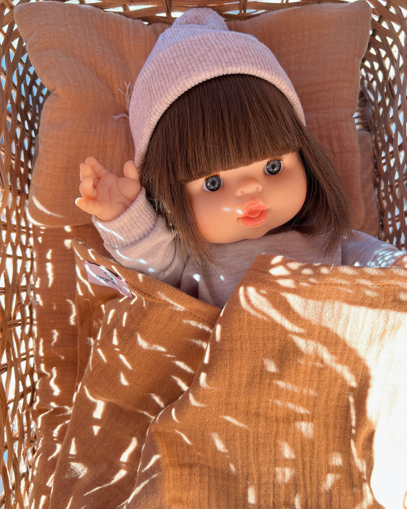 Minikane Doll Clothes | Baby Doll Muslin Swaddle Blanket (Toffee)