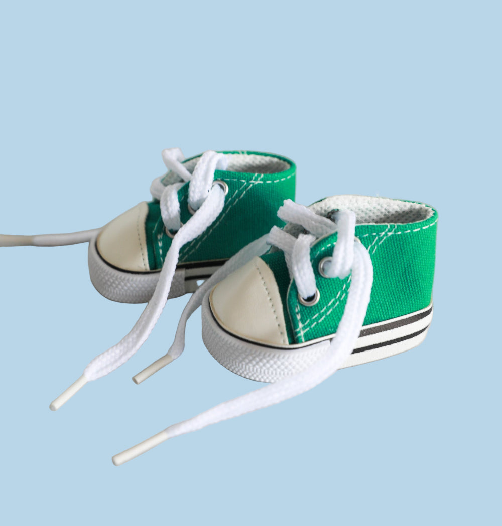 Green doll shoes canvas sneakers working laces 13 inch Minikane quality