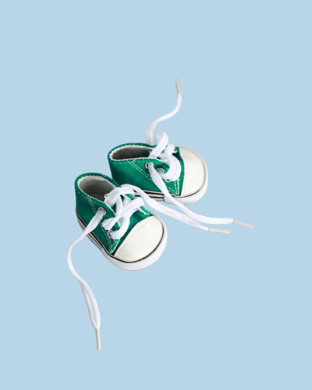 Emerald green high-top doll sneakers Minikane canvas construction 13 inch