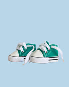 Doll sneakers emerald green canvas OEKO-TEX certified 13 inch working laces