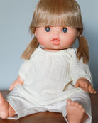 Minikane Doll Clothes | Baby Doll Muslin Top and Velvet Pant Set (White)
