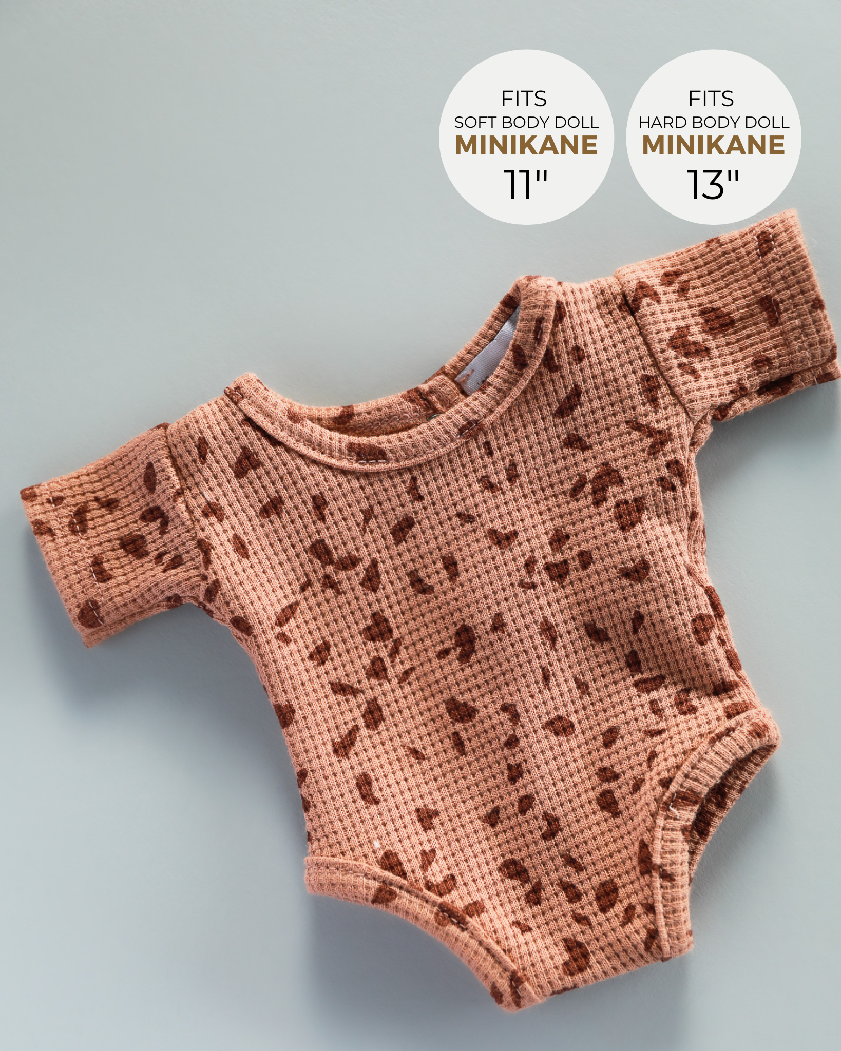 Minikane Doll Clothes | Short Sleeved Baby Doll Bodysuit (Brown pebbles)