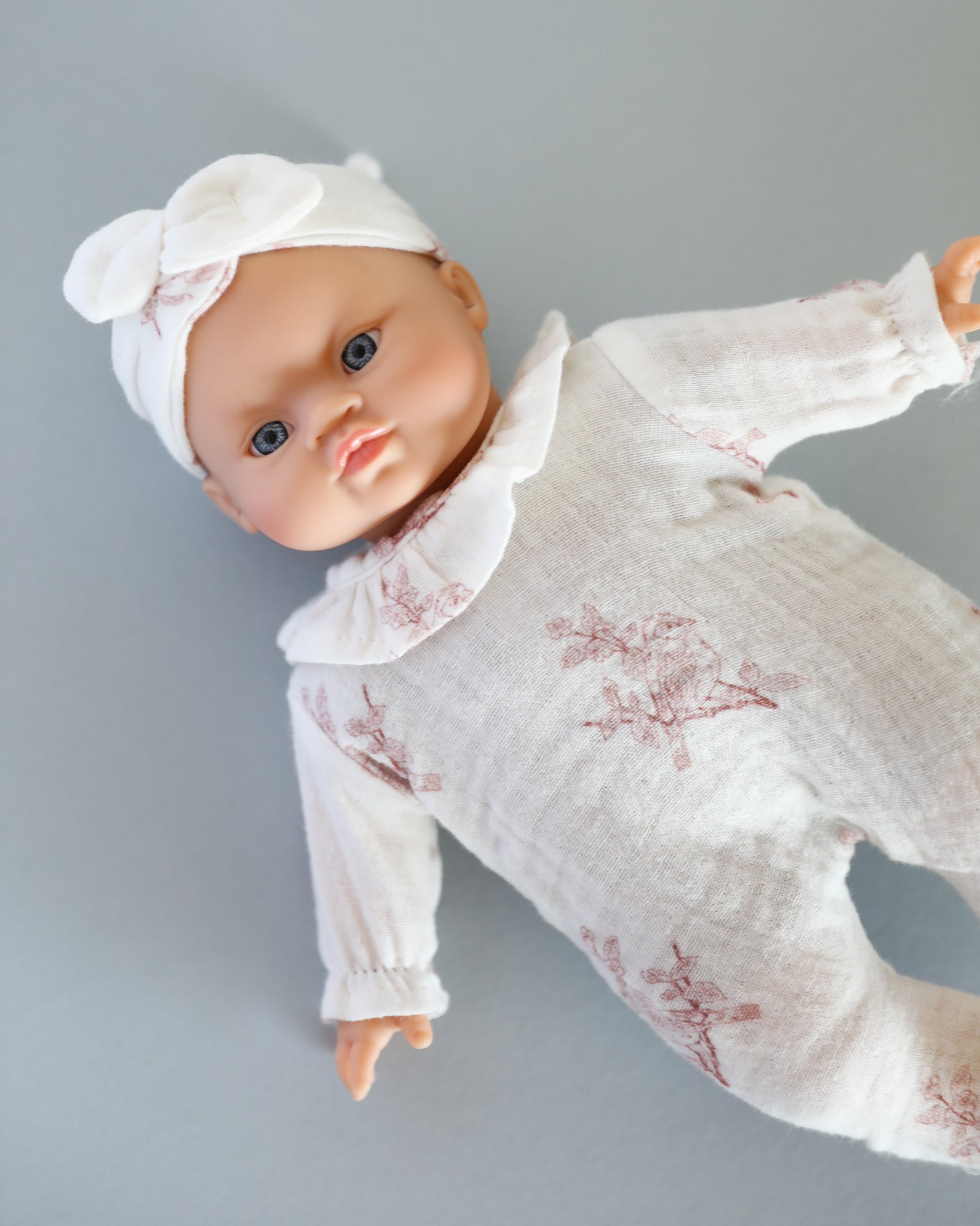Minikane Doll Clothes | Soft Body Doll Onesie with Headband (Bird Print)