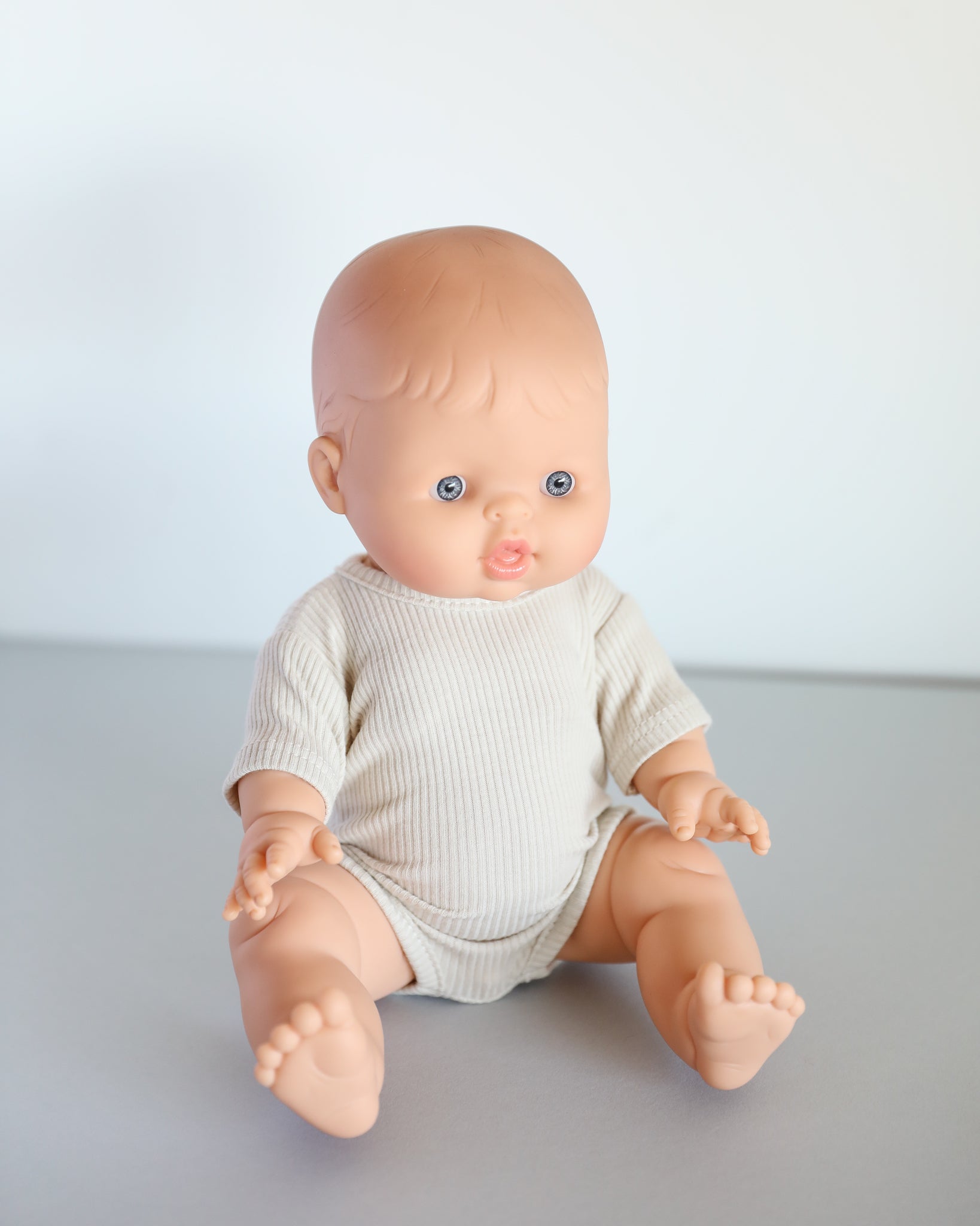 Minikane Doll Clothes | Short Sleeved Baby Doll Bodysuit (White)