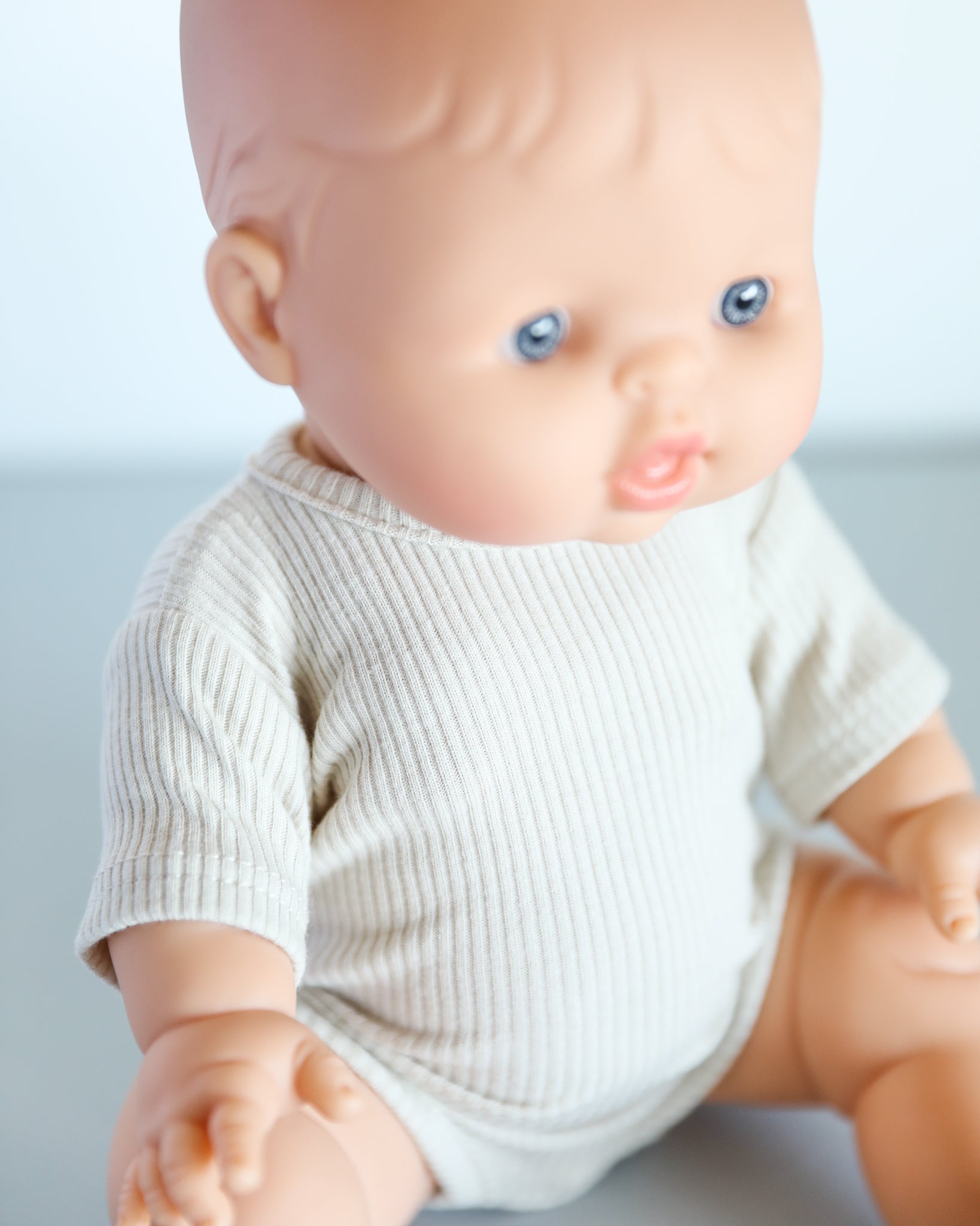 Minikane Doll Clothes | Short Sleeved Baby Doll Bodysuit (White)