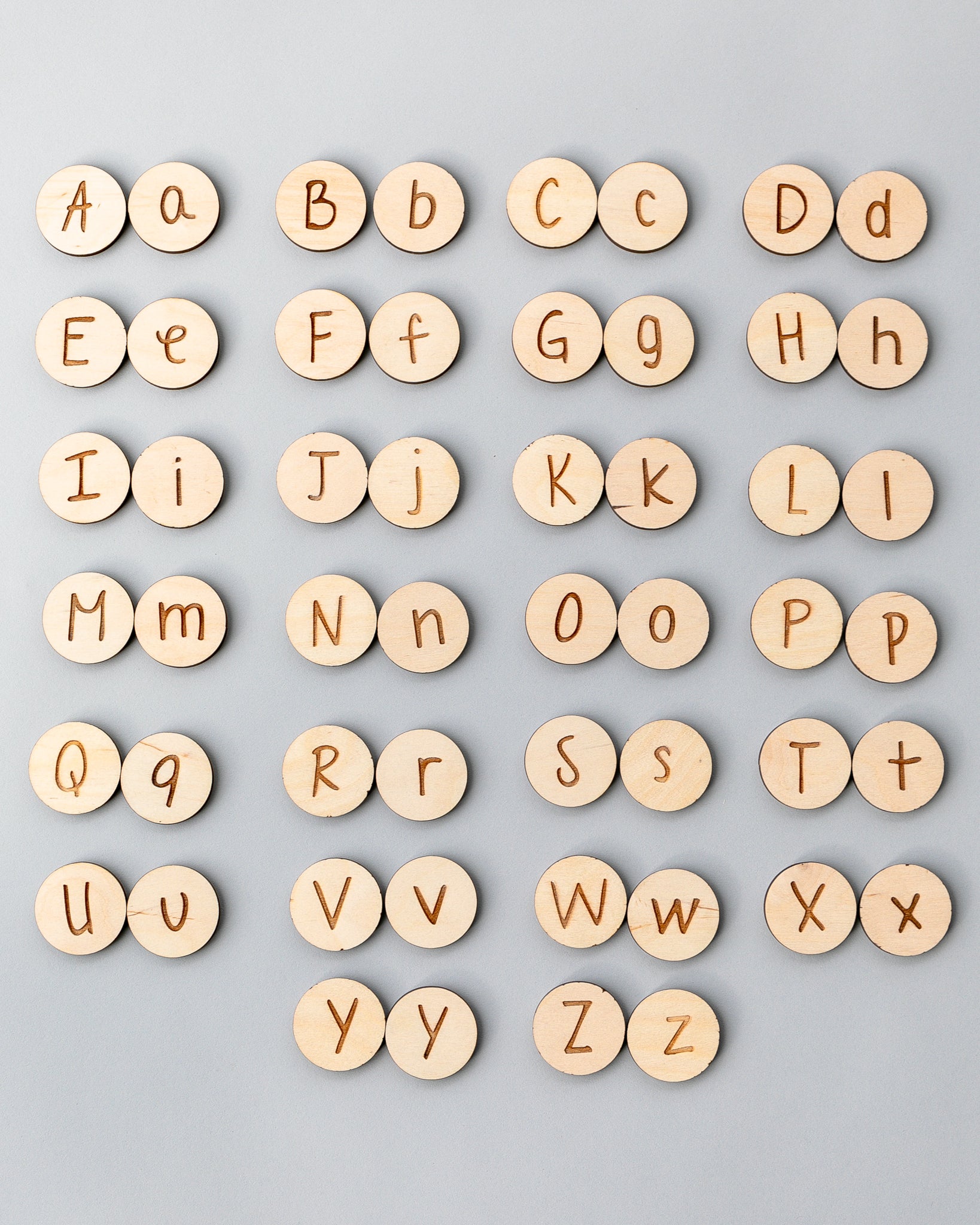 Wooden Alphabet Coins