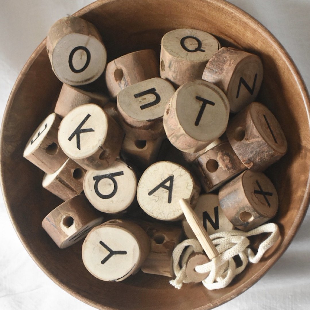 Wooden Alphabet Threading Set