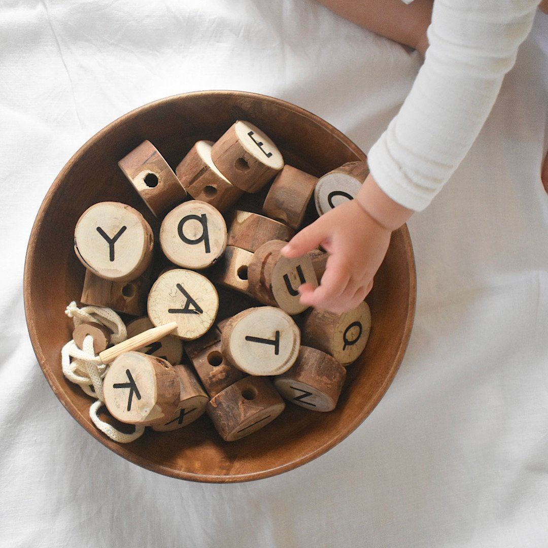 Wooden Alphabet Threading Set