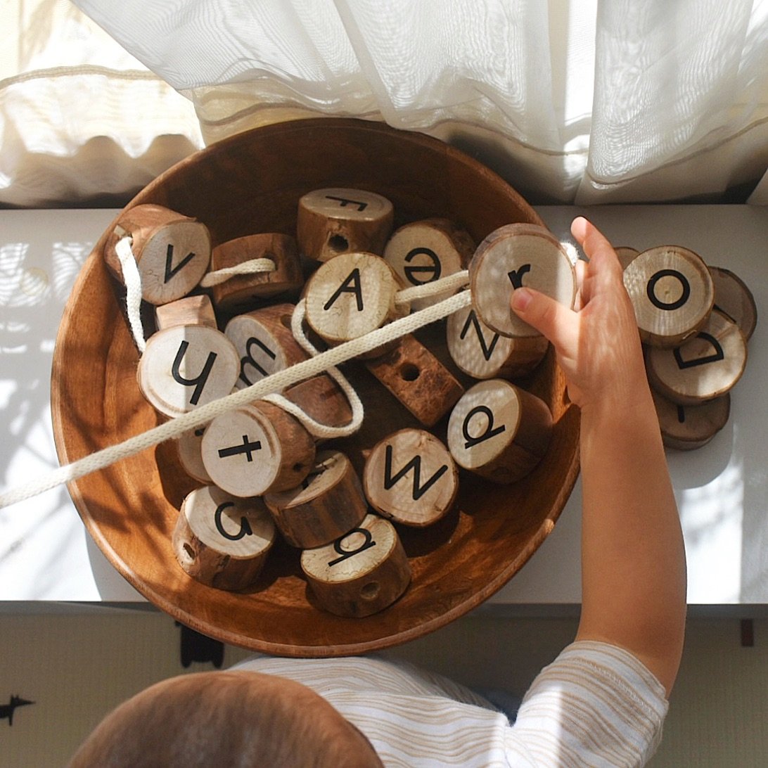 Wooden Alphabet Threading Set