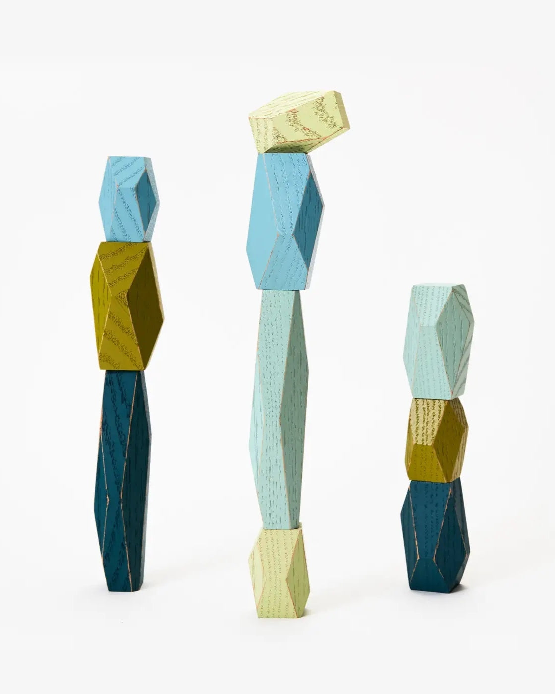 Wooden Balancing Blocks - Ocean colors