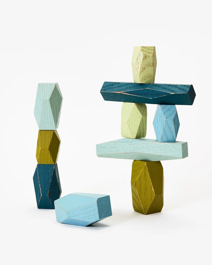 Wooden Balancing Blocks - Ocean colors