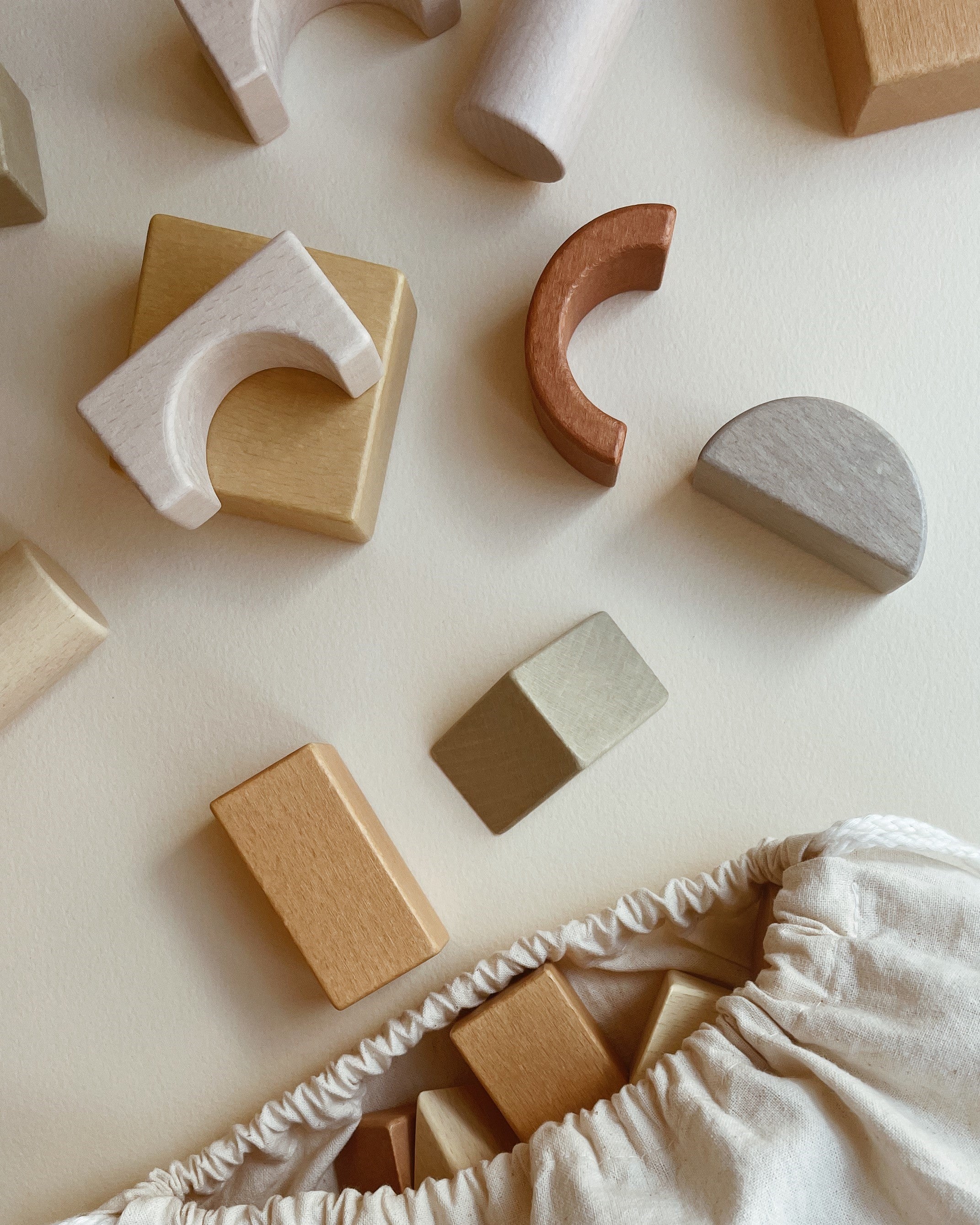 Wooden Building Blocks in a Bag