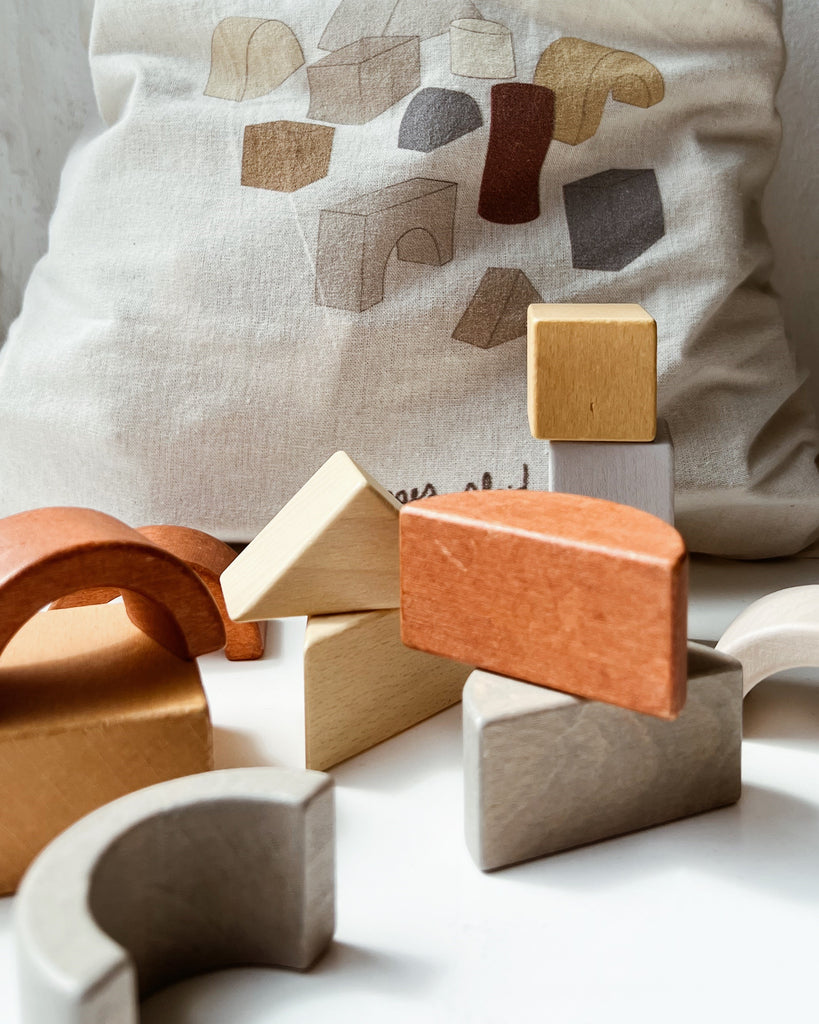 Wooden Building Blocks in a Bag