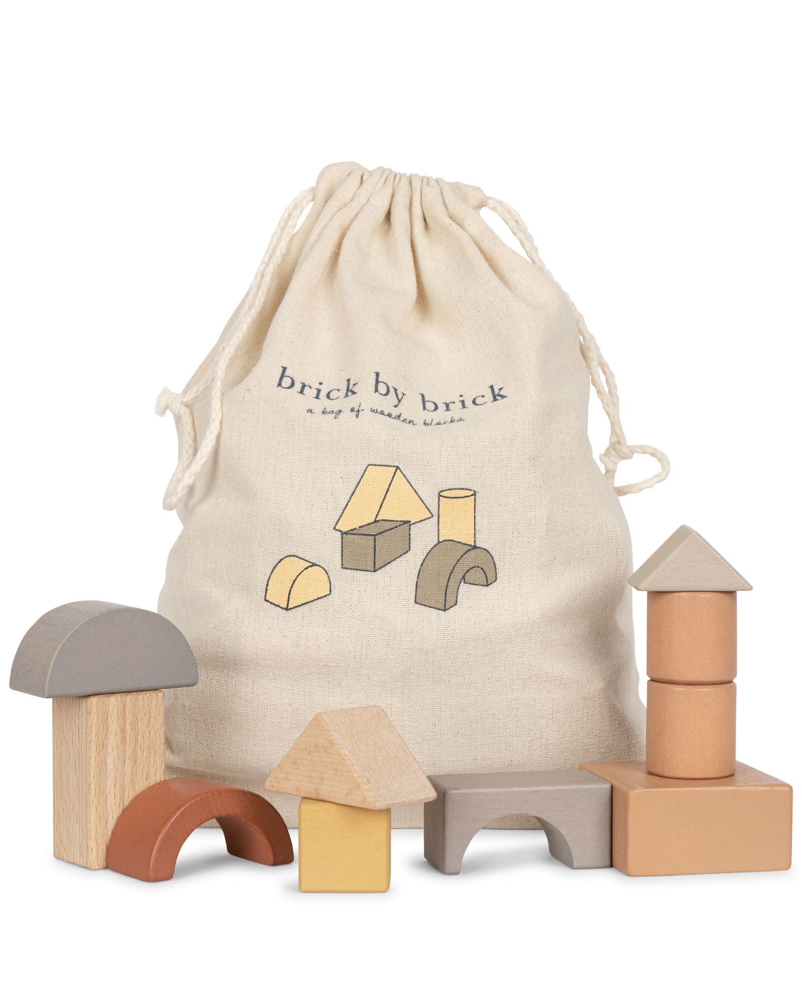 Wooden Building Blocks in a Bag