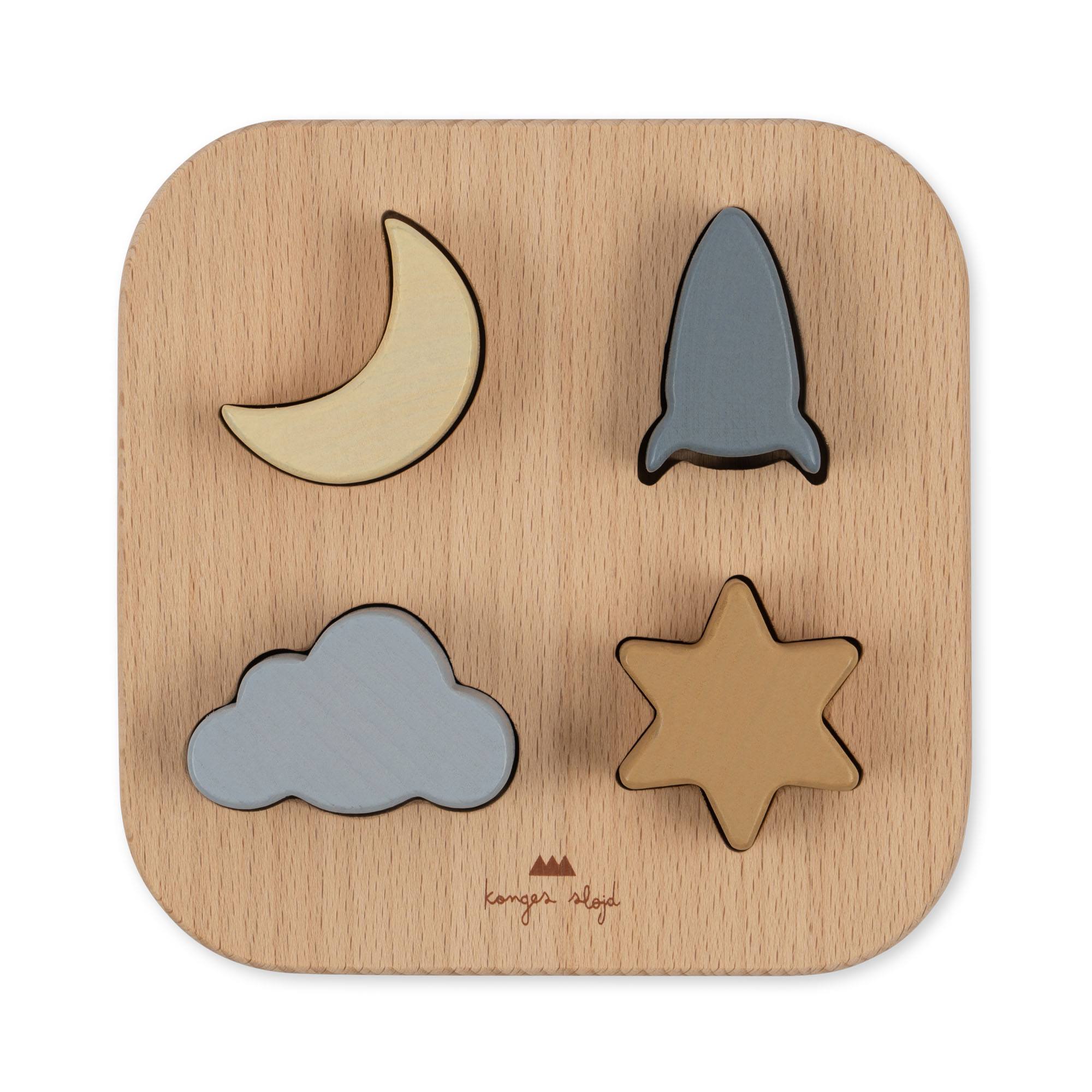 Wooden Chunky Shape Puzzle - Sky