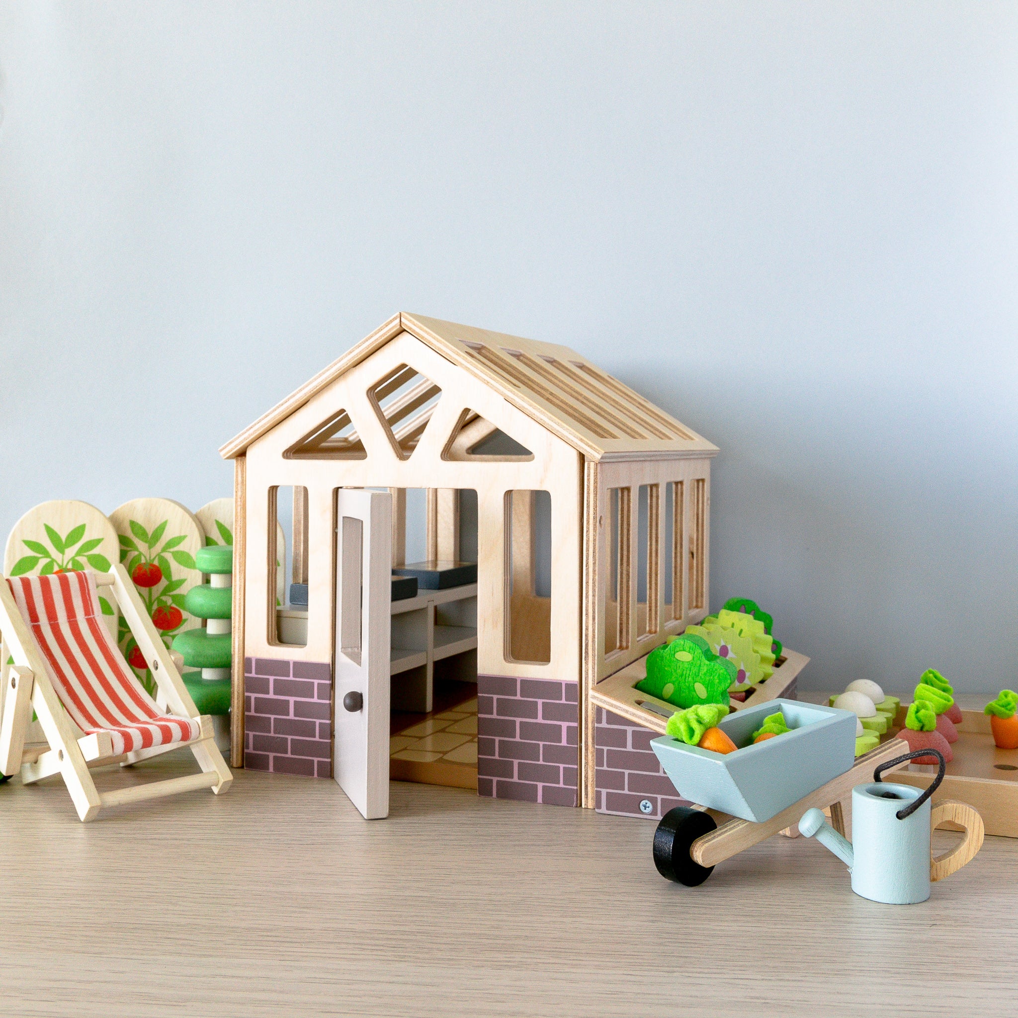 Wooden Greenhouse and Garden Set