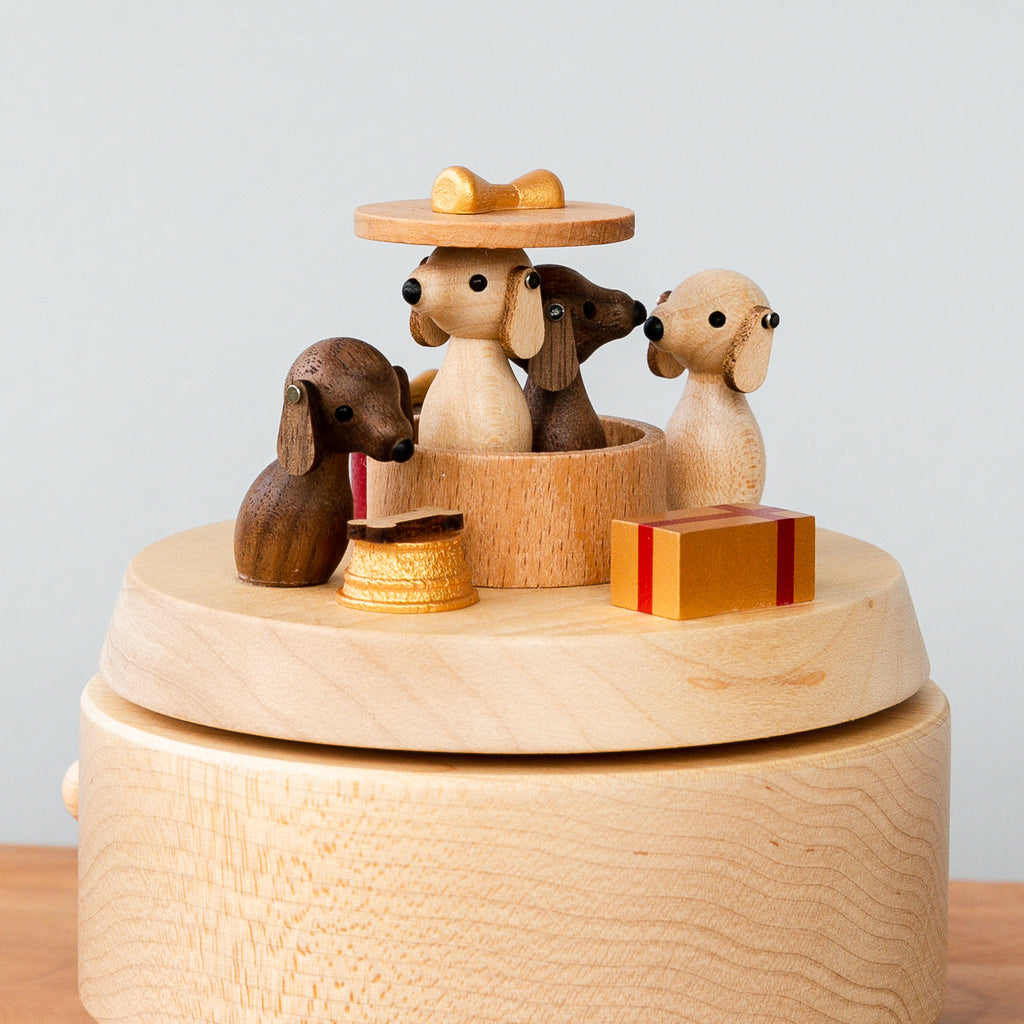 Wooden Music Box - Box Puppies