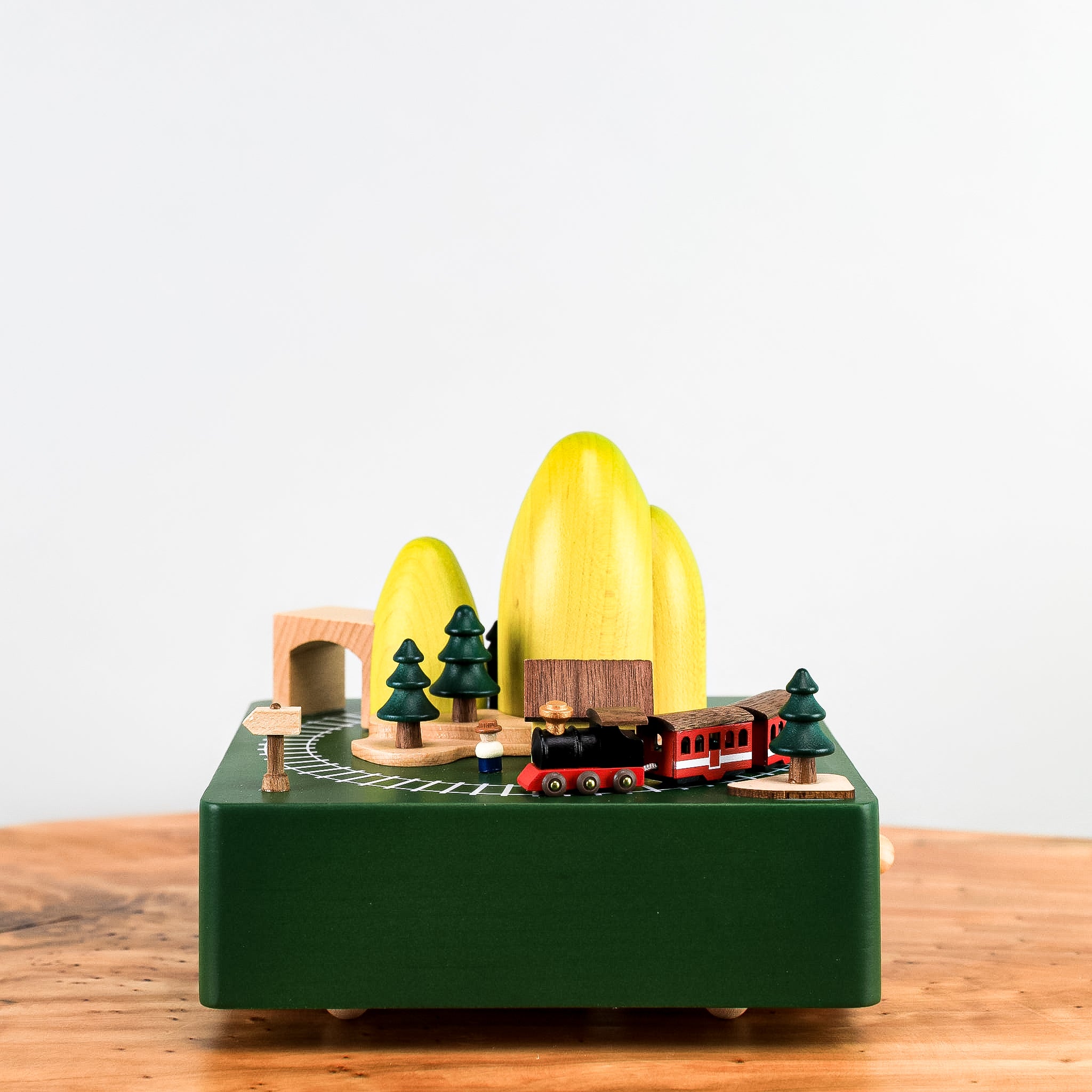 Wooden Music Box - Cave & Train
