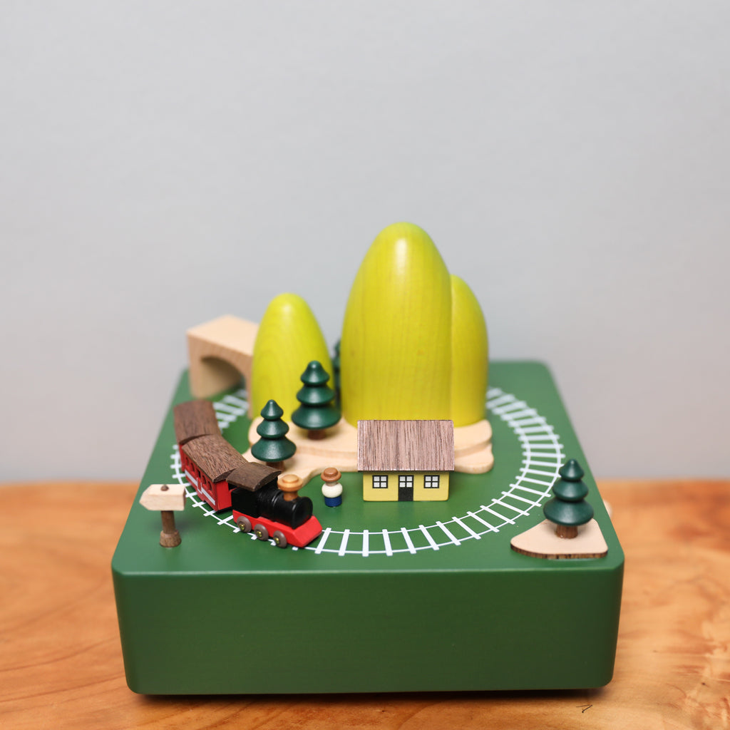 Wooden Music Box - Cave & Train