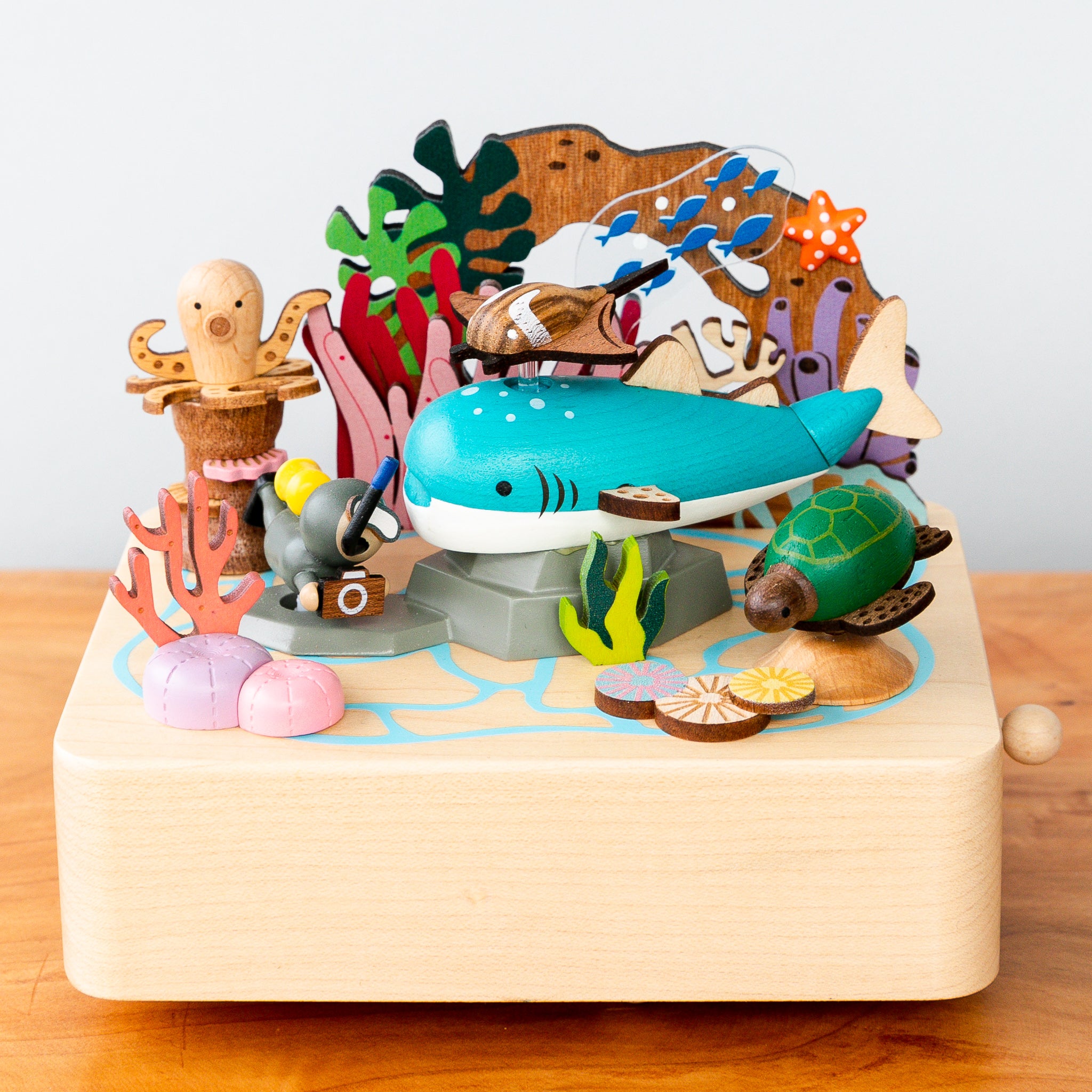 Wooden Music Box - Whale Shark & Sea Friends