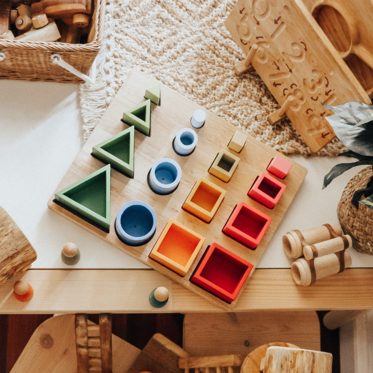 Wooden Stacking and Nesting Shapes Puzzle – Playroom Collective