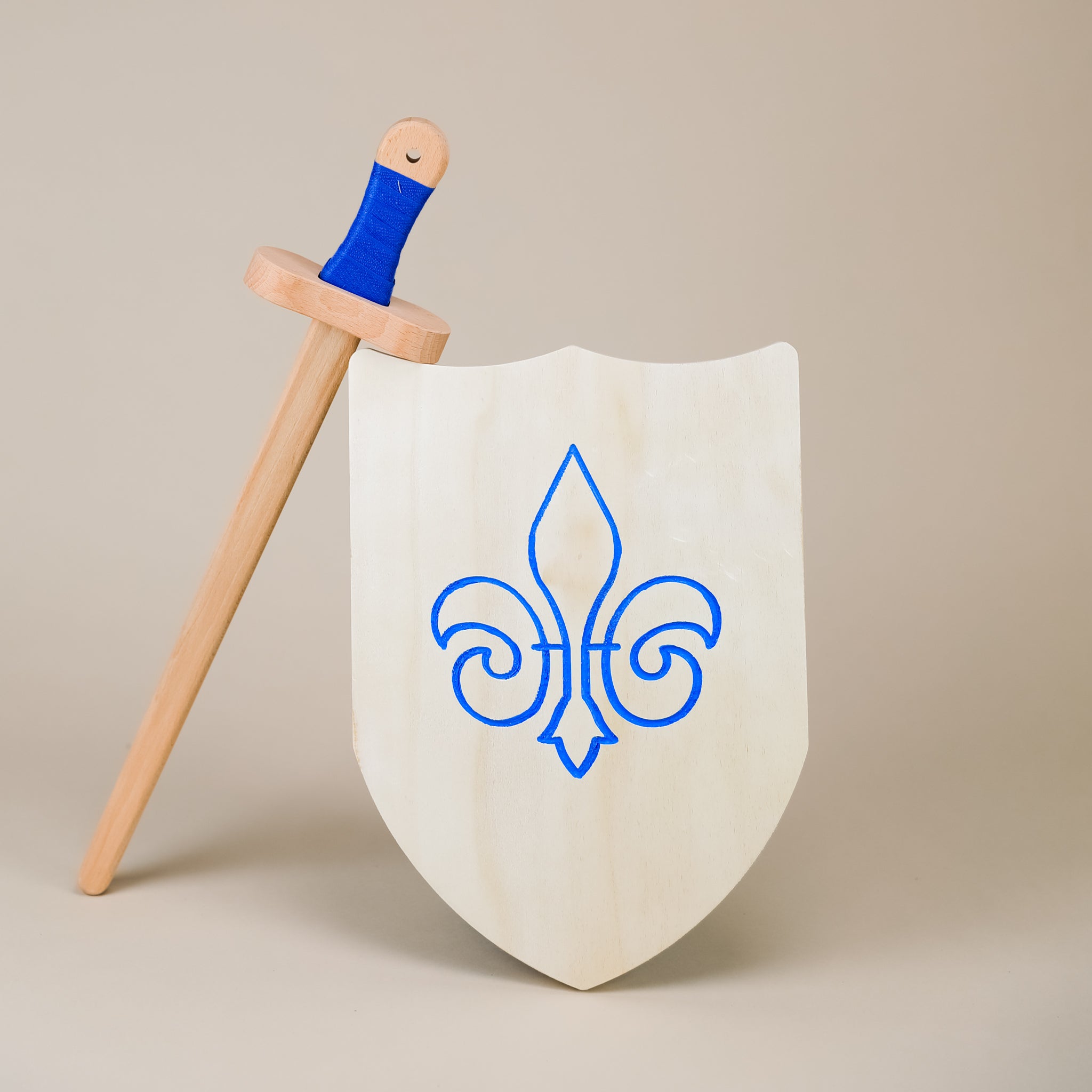 Wooden Toy Sword & Shield - Blue