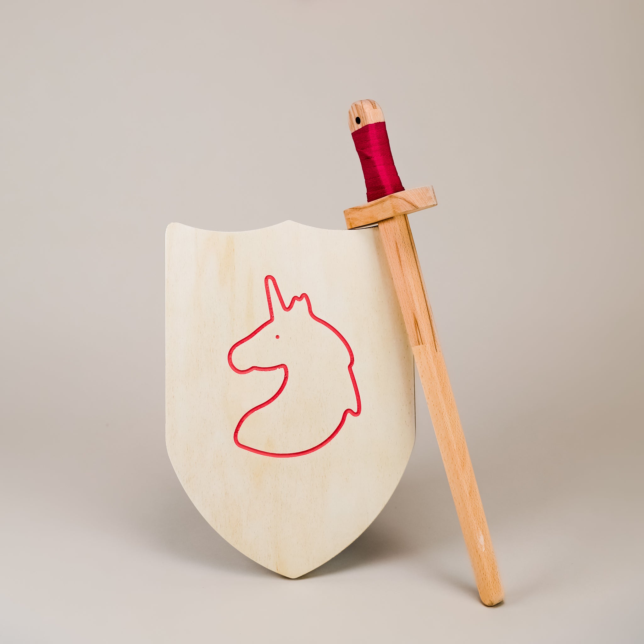Wooden Toy Sword & Shield - Pink