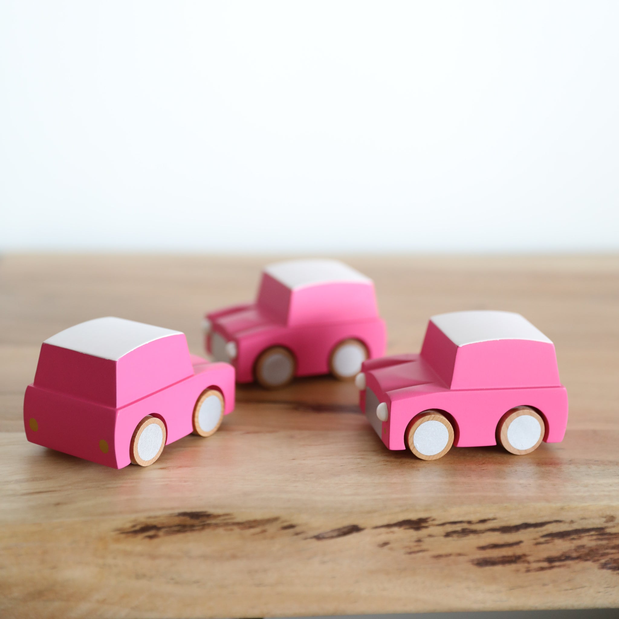 Wooden Classic Wind-up Car by Kiko+ & gg* - Pink