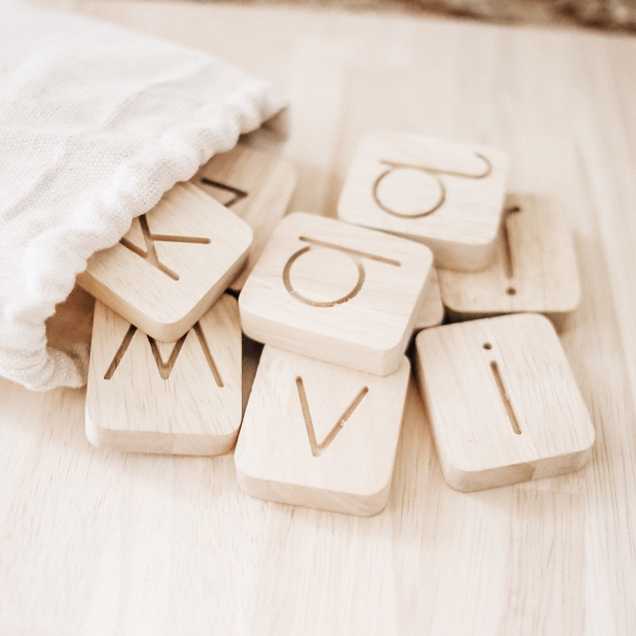 Wooden Word Building Letter Tiles